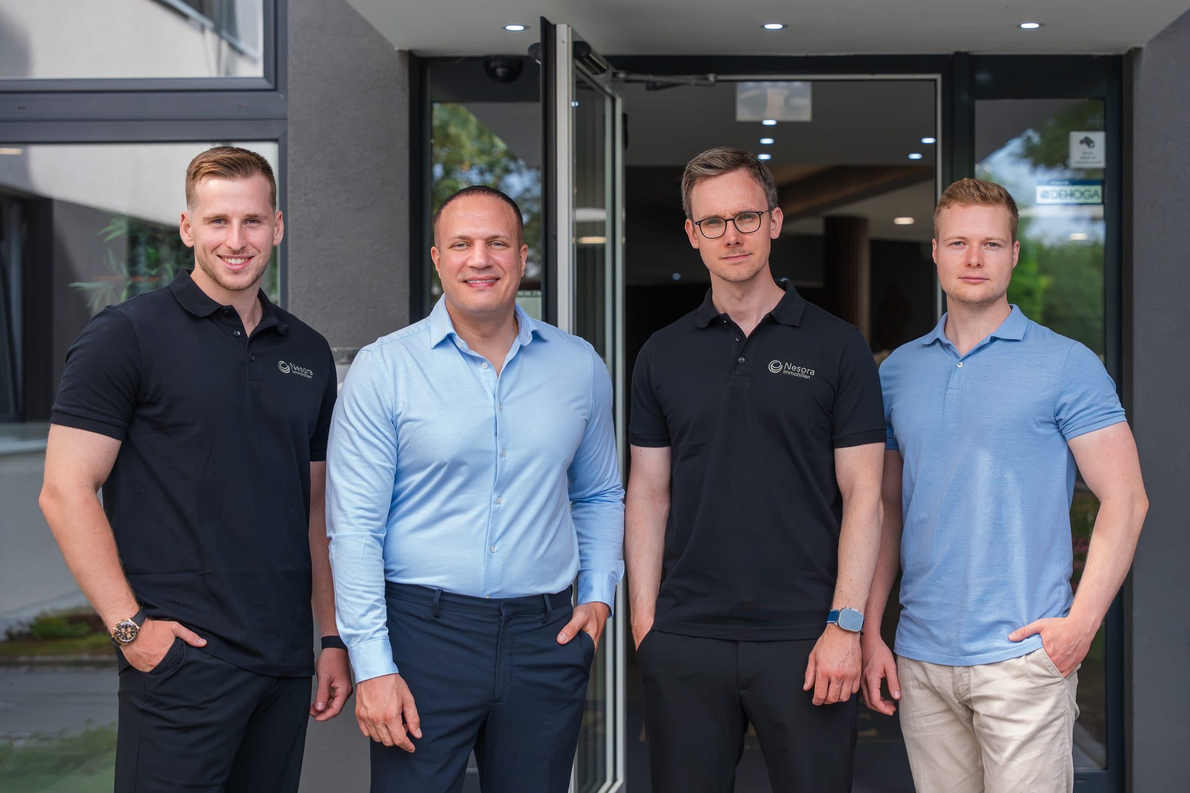 Das Team der Nesora Immobilien GmbH: Tim Thöne, Markus Leonidakis, Franz Klostermann und Philipp Berner